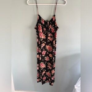 Fashion Nova Black and Pink Floral Maxi Dress